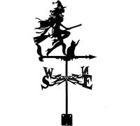 Girouette en Forme De Sorcière Et De Chat en Fonte avec Revêtement Antirouille, Indicateur De Direction du Vent pour Jardin, Terrasse, Cour, Ornement,Noir,M,Picturesque234