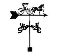 Girouette en métal avec figurine de calèche tirée par un cheval, indicateur de direction du vent pratique, outil de mesure Scène de ferme de style vintage Maison Décorations d'artisanat de jardin