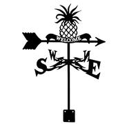 Girouette en métal avec indicateur de direction du vent - Outils de mesure d'extérieur en acier inoxydable - Girouette en fer pour décoration de ferme, cour, jardin, tonnelle (logo ananas)