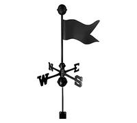 Girouette en métal avec Support de Toit, indicateur de Direction du Vent, girouette en Acier Inoxydable, décoration en Forme de Drapeau Volant soufflé par Le Vent pour extérieur, Ferme, Cour, Toit,