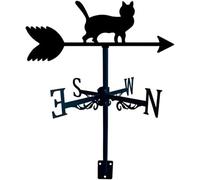 Girouette en métal en forme de chat, indicateur de direction du vent antirouille, convient pour patio, manoir, jardin, chalet et toits de ferme