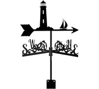 Girouette en métal exquise en forme de phare en acier inoxydable avec support de toit, décorations de jardin, indicateur de direction du vent, girouette pour extérieur, ferme, cour, jardin, tonnelle