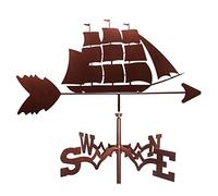 Girouette en métal, Figurine de Bateau à Voile, indicateur Pratique de Direction du Vent, Piquet de, Outil de Mesure de girouette en Acier Inoxydable, Facile à Assembler