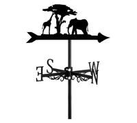 Girouette en métal for Animaux Sauvages, décoration de Jardin, indicateur de Direction Anti-âge en Acier Inoxydable for décoration de tonnelle de Ferme(Black,Giraffe+Elephant)