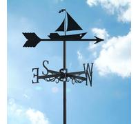 Girouette en métal pour jardin, cour, toit de ferme, girouette décorative avec bateau noir ou bateau, indicateur de direction, montage facile à utiliser, voilier de course