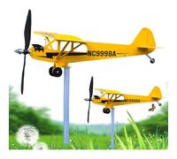 Girouette en métal représentant un avion Piper J3 Cub - Décoration extérieure pour jardin, terrasse ou pelouse