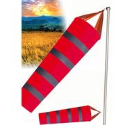 Girouette en Nylon, Paquet de 2 Manches à air réfléchissantes Multicolores 31,5-78,8 Pouces avec Tige en Acier Inoxydable(Red,Rod 1m-78.8")