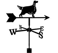 Girouette familiale exquise en métal, Ornement de d'extérieur Fer, Acier Inoxydable, indicateur Direction du Vent, Noire, Mesure E (B)