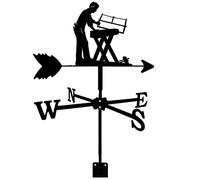 Girouette familiale exquise en métal, Ornement de d'extérieur Fer, Acier Inoxydable, indicateur Direction du Vent, Noire, Mesure E (D)