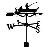 Girouette familiale exquise en métal, Ornement de d'extérieur Fer, Acier Inoxydable, indicateur Direction du Vent, Noire, Mesure E (C)