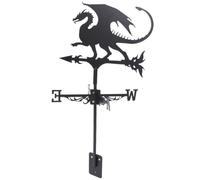 Girouette Fantaisie Dragon Noir, Support de Toit, Fer, Indication du Vent