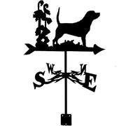Girouette indicateur de Direction du Vent girouette Chien flèche Cheval Silhouette girouette Outils de Mesure en Acier Inoxydable avec revêtement antirouille satiné pour Montage sur Toit, Chien
