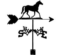 Girouette pour cheval - Support de toit - Indicateur de direction du vent - En acier inoxydable - Rétro - Piquet de jardin - Pour décoration de toit, cheval