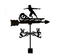 Girouette pour cheval surfeur - Design rétro - Indicateur de direction du vent - En acier inoxydable - Outil de mesure avec support de montage pour jardin, terrasse, cour