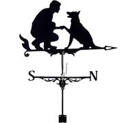 Girouette pour homme et chien avec tige de montage de toit, indicateur de direction du vent, support en métal extérieur pour jardin et cour