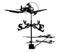 Girouette pour jardin avec support de toit, avion de combat, avion de chasse rétro, kit d'indicateur de direction d'avion avec revêtement antirouille pour décoration de jardin, terrasse, cour