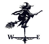 Girouette pour toit - Sorcière avec support de toit, en acier inoxydable, soufflé au vent, en forme de sorcière, décoration de jardin, pour l'extérieur