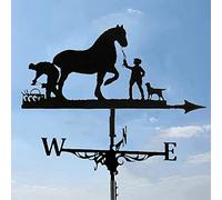Girouette rétro en métal pour homme et cheval/hibou/cygne/triangle plane/faucheuse girouette sur toit Indicateur de direction du vent pour cour, jardin, grange et ferme, outils de mesure