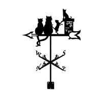 Girouette Silhouette de Famille de Chat girouette indicateur de Direction du Vent girouette Outils de Mesure en Acier Inoxydable pour décoration d'ornement de Cour de Patio