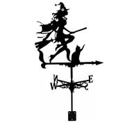 Girouettes, girouette 13,8x21,7 pouces girouettes en métal sorcière et chat girouettes support sur le toit indicateur de direction du vent rétro pour les décorations de jardin de ferme extérieure