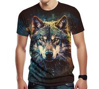 Girren Muscle Fitness T-shirt à manches courtes pour homme Motif loup, noir 1, XX-Large