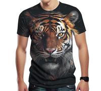 Girren T-shirt avec motif tigre pour homme 3D ciel étoilé imprimé t-shirts d'été décontractés, noir 2, Taille 3XL