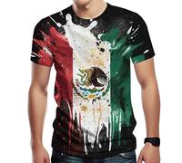 Girren T-shirts graphiques drapeau mexicain pour hommes 3D imprimé aigle mexicain T-shirt d'été, noir 3, Taille L