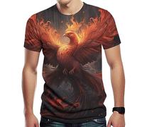 Girren T-shirts graphiques Phoenix pour hommes, T-shirts décontractés à manches courtes tendance imprimés en 3D, noir 1, XX-Large