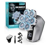 Gisaae Rasoir Tete Chauve Homme, rasoir 7D amélioré pour hommes chauves, rasoir électrique humide/sec étanche IPX7, kit de toilettage de barbe avec écran LED, rasoir rechargeable pour tête chauve