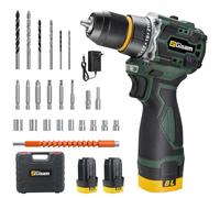 Gisam 16.8V Perceuse Visseuse Sans Fil, 2 In 1 Visseuse Devisseuse Sans Fil, Max 50Nm Visseuse Kit avec 2 x 2000mAh Batterie, 23+1 Réglage de L'engrenage