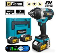Gisam hocs électrique sans fil couple 1800 Nm, 1/2 pouce, avec moteur sans balais, compatible avec les batteries Makita 18 V