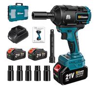 Gisam Clé à Chocs Sans Fil 1200 Nm Avec Batterie 8000 mAh Et Chargeur Rapide, Démonte-pneus Sans Balais 1/2 Batterie Avec Jeu de 5 Douilles Pour Voitures Et échafaudages