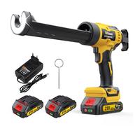 Gisam Pistolet à Cartouche sans Fil avec 2 x 2000 mAh Batterie, Pression Max 4000 N, Pour Cartouches De 310 mL, 6 Vitesses, Pistolet Silicone Électrique pour Scellement, Remplir Professionnels
