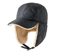 Gisdanchz Chapkas Homme avec Bord Casquette Homme Hiver avec Cache Oreille Coupe-Vent Imperméable Chaud Doublure Sherpa pour Ski Travail Randonnée Noir Kaki 58CM