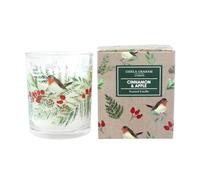 Gisela Graham Bougie de Noël parfumée à la cannelle et à la pomme Motif rouge-gorge