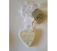 Gisela Graham Étiquette en céramique avec inscription « With Love on Your Christening » Crème et bleu