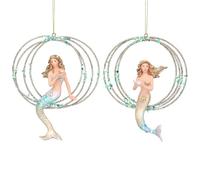 Gisela Graham Lot de 2 anneaux en résine bleue et or 14 cm de long en forme de couronne de sirène