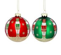 Gisela Graham Lot de 2 boules en verre Casse-noisette