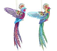 Gisela Graham Lot de 2 décorations à suspendre en bois exotique pour arbre à oiseaux