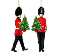 Gisela Graham Lot de 2 décorations à suspendre en bois Motif gardes de Londres avec sapin de Noël