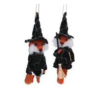 Gisela Graham Lot de 2 renards en feutre pour décoration d'Halloween