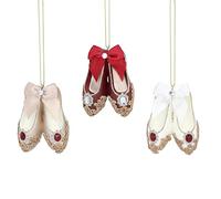 Gisela Graham Lot de 3 ballerines en résine Rouge/crème/doré 6 cm