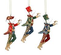 Gisela Graham Lot de 3 décorations souris soldat en résine 11 cm assorties