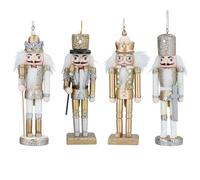 Gisela Graham Lot de 4 casse-noisettes en bois doré et argenté 14 cm