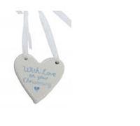 Gisela Graham Petite décoration à suspendre en céramique pour bébé garçon ou baptême