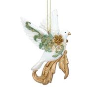 Gisela Graham Rocco Dove Décoration à suspendre en résine Crème/doré/vert 10 cm