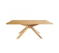 GISELE - Table repas 180cm Plaquage Chêne rustique Piètement étoile Chêne Massif -
