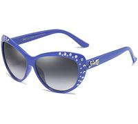 Giselle Lunettes de soleil rétro œil de chat avec strass pour adolescentes et enfants de 6 à 14 ans, Bleu égyptien, One size fits most