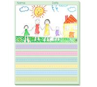 gisgfim 1 lot de 100 feuilles de papier à lettre pour débutant pour enfants - Carnet de notes primaire en vrac pour la rentrée scolaire avec espace photo et lignes - 21,6 x 27,9 cm - Pour s'entraîner