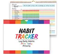 gisgfim Calendrier de suivi des habitudes de motivation avec reliure en spirale, beau journal hebdomadaire non daté 12 + 2 mois